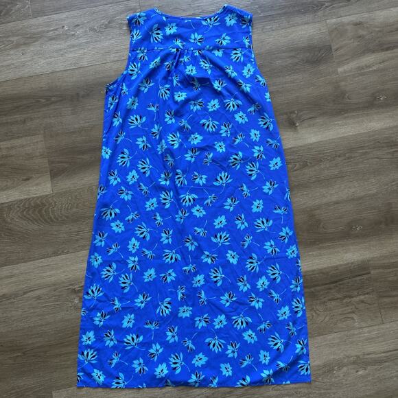 Bob Mackie Wearable Art Dress Sz M Blue Teal Floral Stretch Side Slits Lghweight - Picture 2 of 16